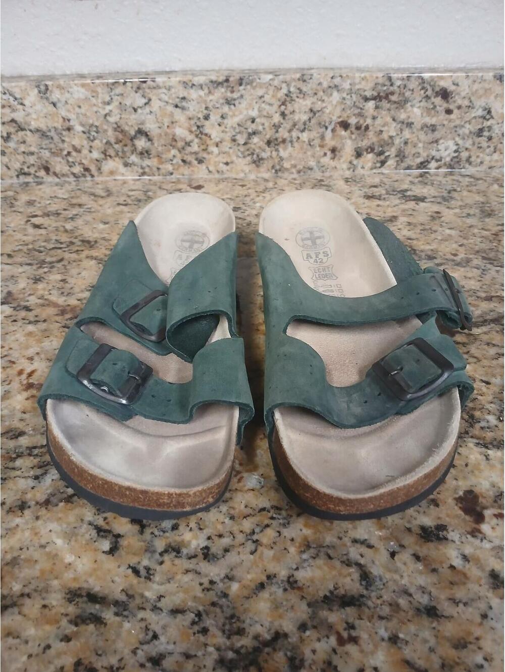 Aerosoles Green Two Buckle Slip-On Sandals